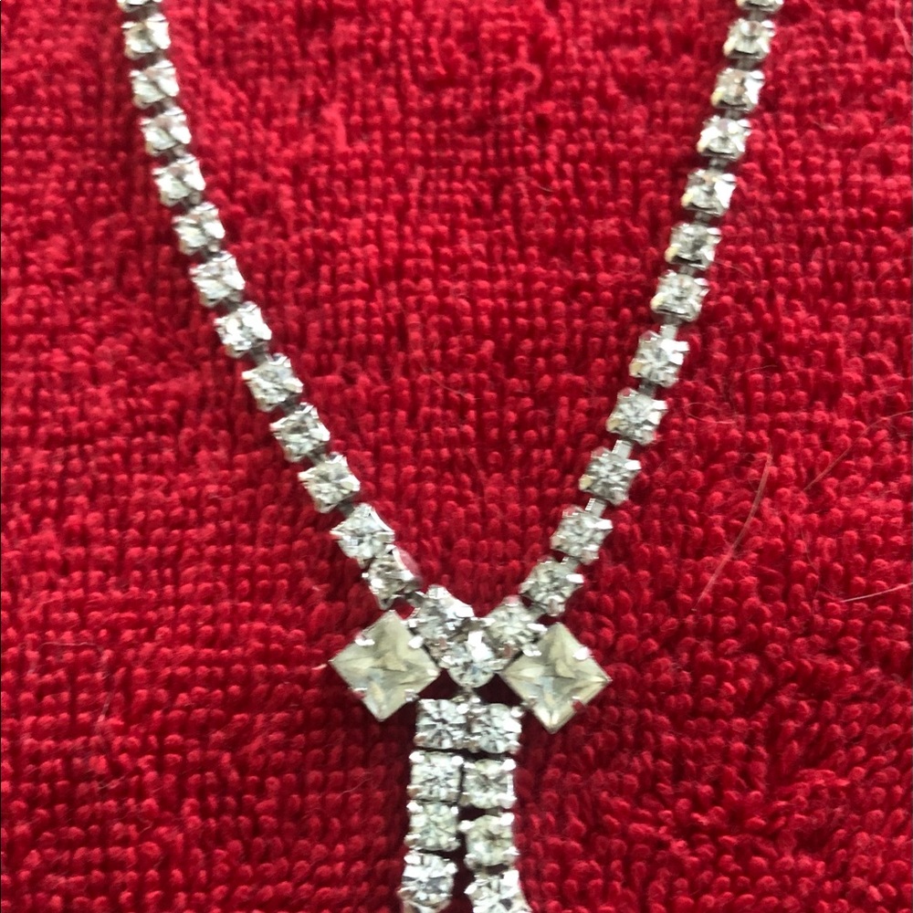 Vintage Clear Rhinestone Choker Necklace, 1950’s Choker, Costume Jewelry
